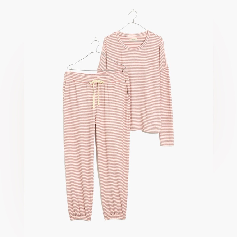 Madewell Striped Saunter Lounge Set | Faded Mauve | XS